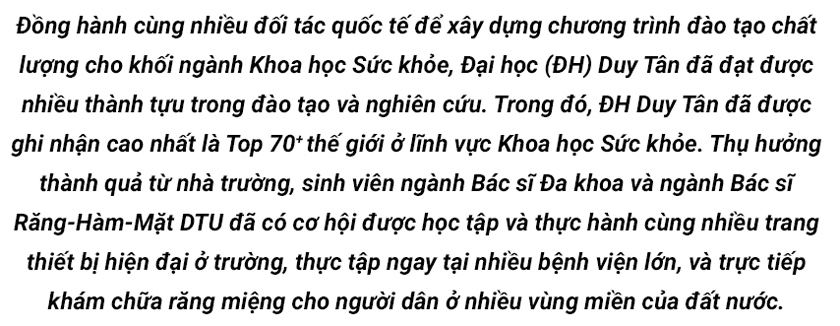 Ngành Bác sĩ Đa khoa và Bác sĩ Răng - Hàm - Mặt ở DTU với cơ hội thực tập lâm sàn với người bệnh