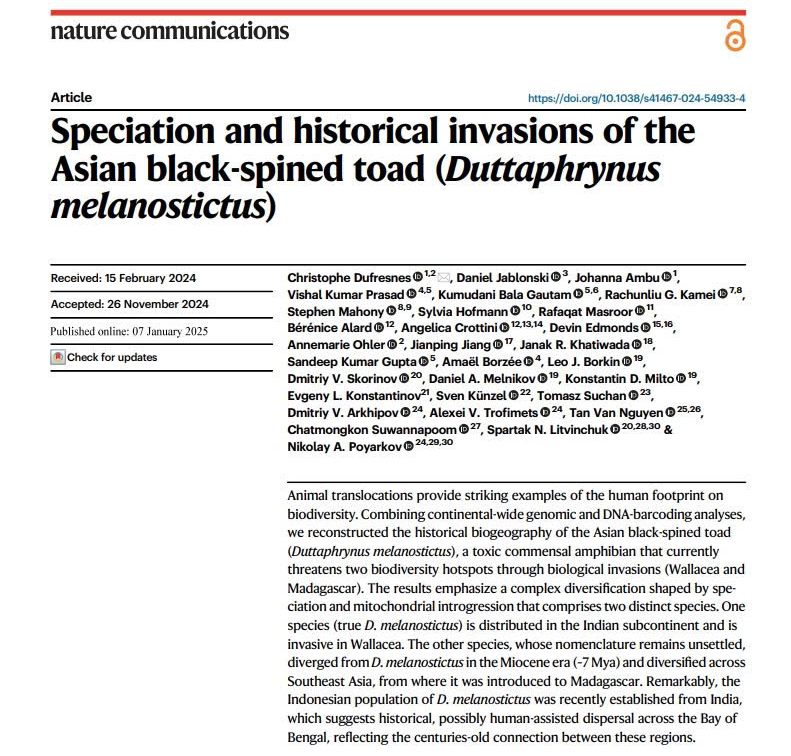 Công b? v? loài cóc nhà có d?c trên Nature Communications c?a nhà khoa h?c ÐH Duy Tân