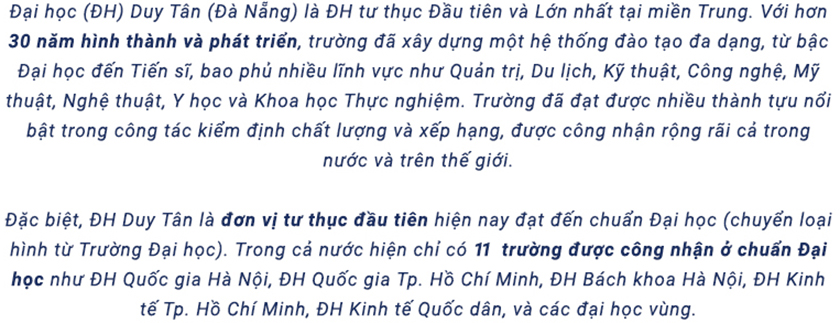 Vì sao nên chọn ĐH Duy Tân là nguyện vọng 1 (NV1)?