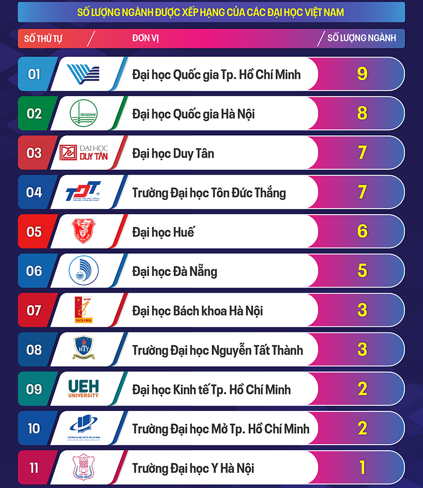 Các Đại học của Việt Nam theo Nhóm ngành trên bảng xếp hạng TIMES HIGHER EDUCATION (THE) 2026