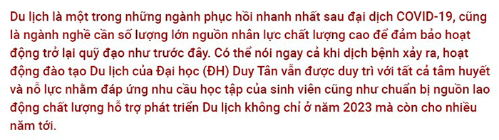 Sinh viên Du lịch DTU học chương trình đạt kiểm định TedQual với cơ hội trao đổi Sinh viên toàn cầu