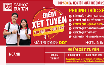 Đại học Duy Tân thông báo điểm xét tuyển đợt 1